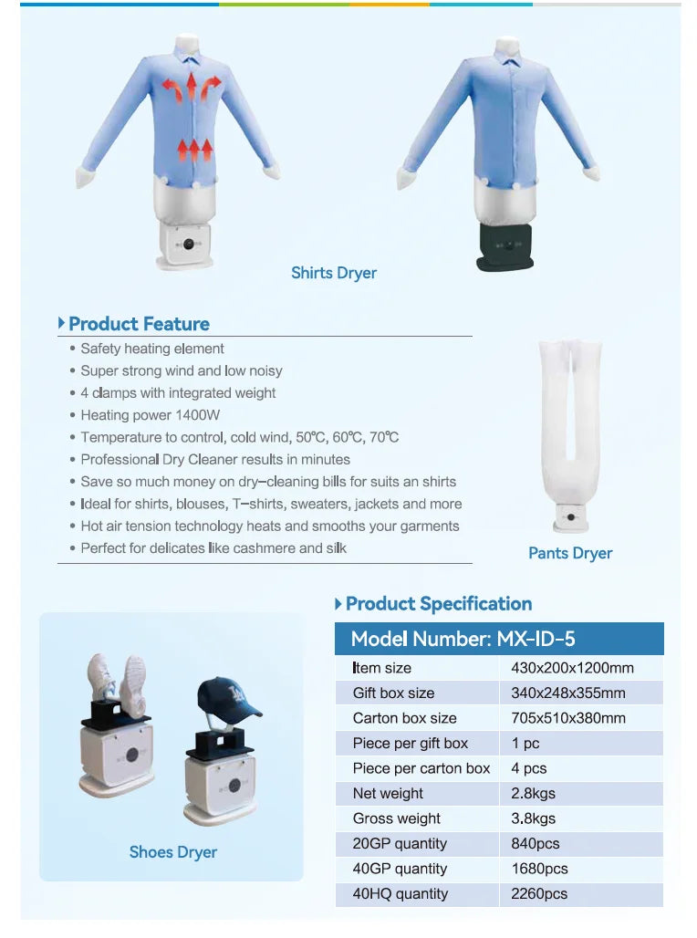 Automatic Portable Mini Folding Garment Iron Machine Clothes Dryer with Air Dry Heater Ironing Function for Home Travel