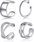 925 Sterling Silver Ear Cuffs for Women, Non Piercing Clip on Cartilage Cuffs, Adjustable Fake Conch & Helix Earrings, Gold Plated & Oxidized Various Styles