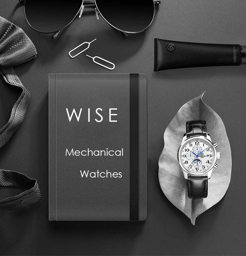 CARNIVAL Moon Phase Date Men's Watches Luxury Brand Automatic Mechanical Watch Men Business Leather Clock Reloj Hombre