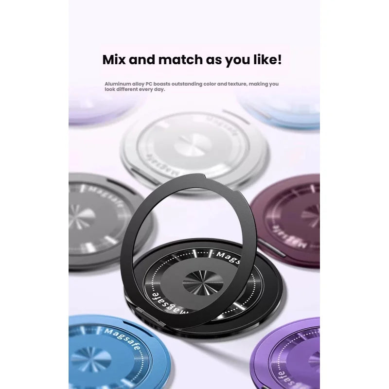 Magnetic Phone Holder Pivot Self Adhesive Ring 360 Degree Ultra Thin Rotation Premium Zinc Alloy Material Portable Desktop Gift