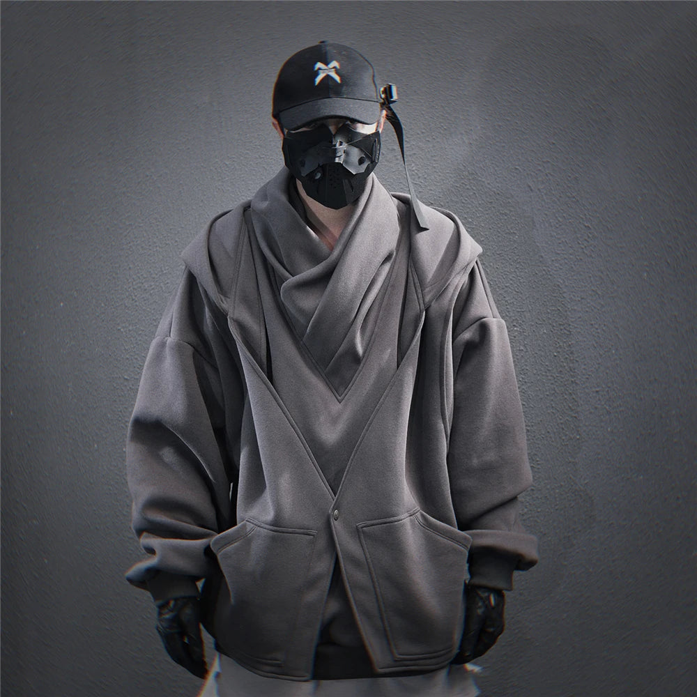 11 BYBB'S DARK 2025 Turtleneck Fake two Hoodie Techwear Men Functional Hoodies Hip Hop Streetwear Pullover Sweatshirts Oversized