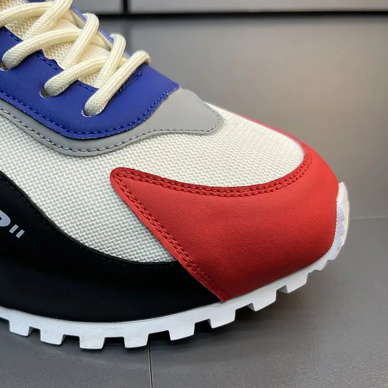 Chunky Sneakers Men Cover Bottom Board Shoes Fashion Casual Microfiber Leather Mesh Breathable Increased Internal Platform Shoes
