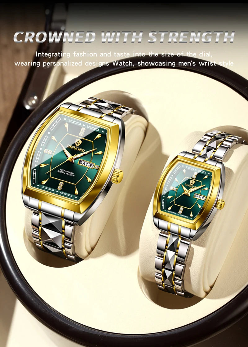 UTHAI Relogio Masculino Authentic Light Luxury Wine Barrel Steel Belt Waterproof Night Light Calendar Men's Student Quartz Watch