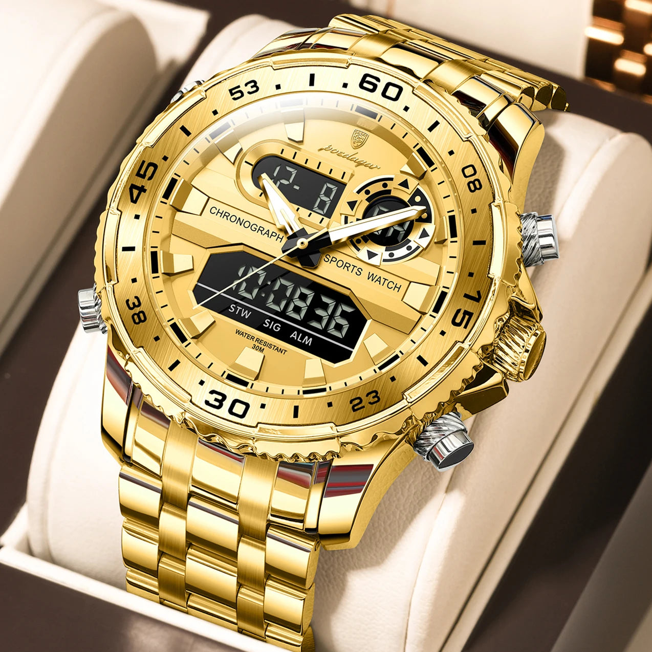 POEDAGAR Military Man Watch Week Date LED Luminous Sports Men Watch Dual Time Digital Electronic Men's Quartz Watches Reloj Gift