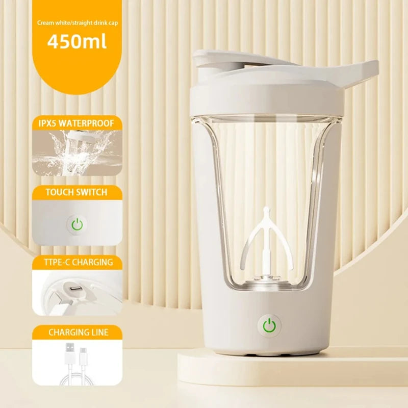 450ml USB Charging Electric Shaker Cup Portable Protein Mixer Bottle For Meal Replacement Shake Gym Sports Water Bottle