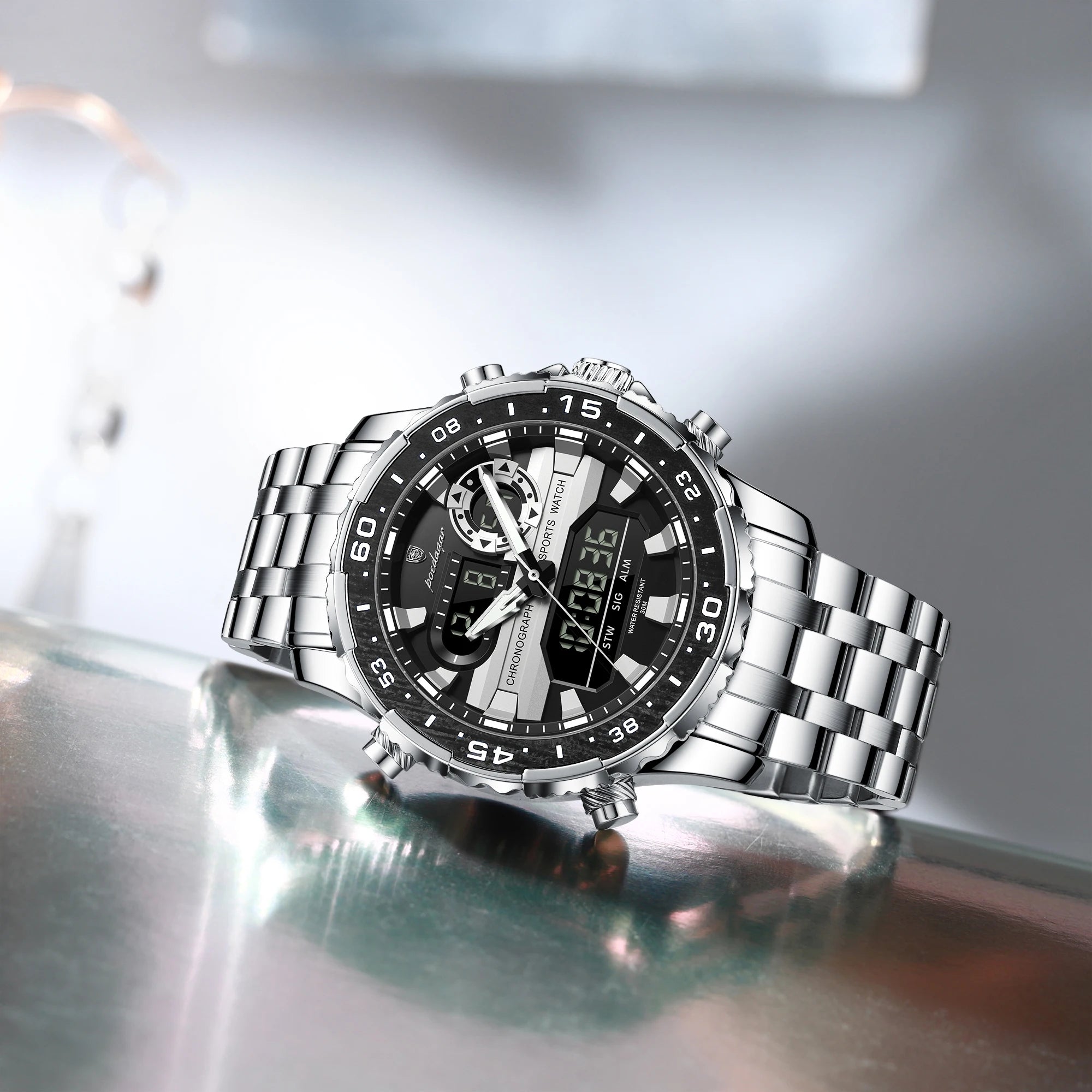 POEDAGAR Military Man Watch Week Date LED Luminous Sports Men Watch Dual Time Digital Electronic Men's Quartz Watches Reloj Gift