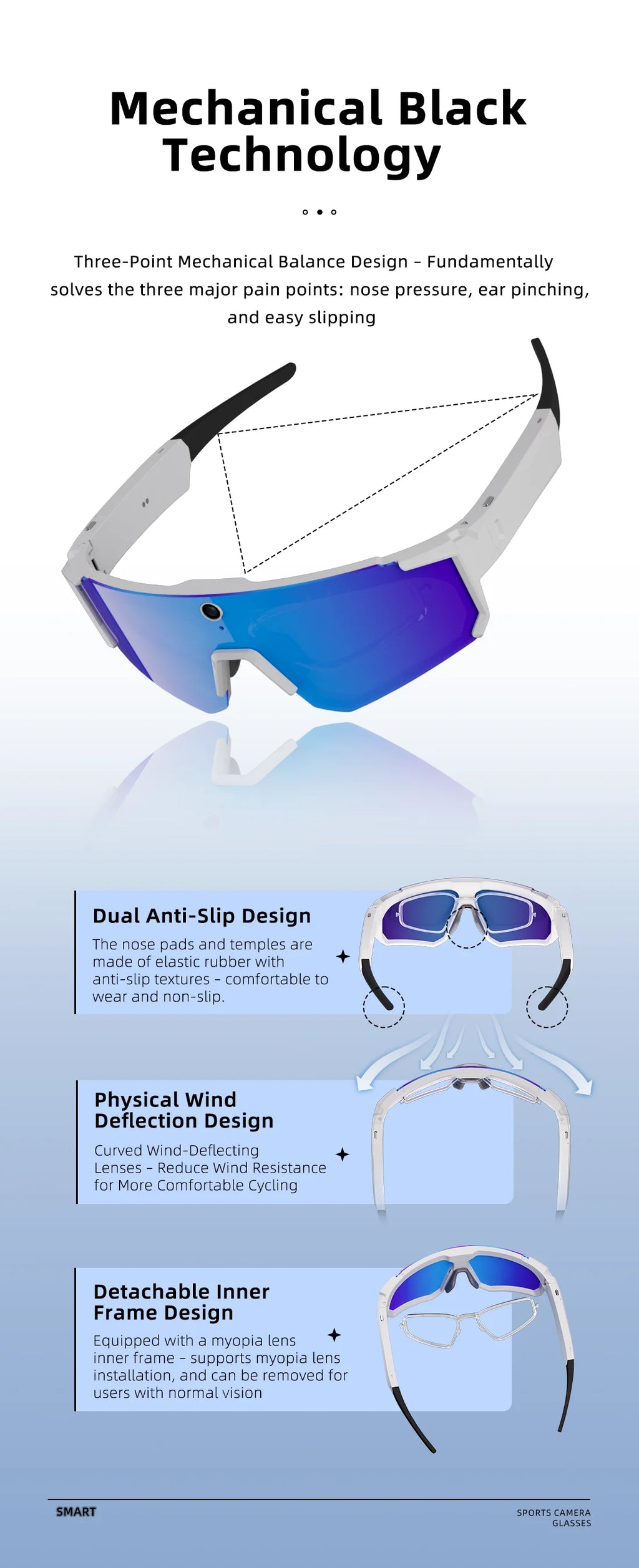 1200P Video Recording Smart Glasses AI Voice Control Translation Bluetooth Sunglasses Polarized Anti-Shake Outdoor Sport Eyewear