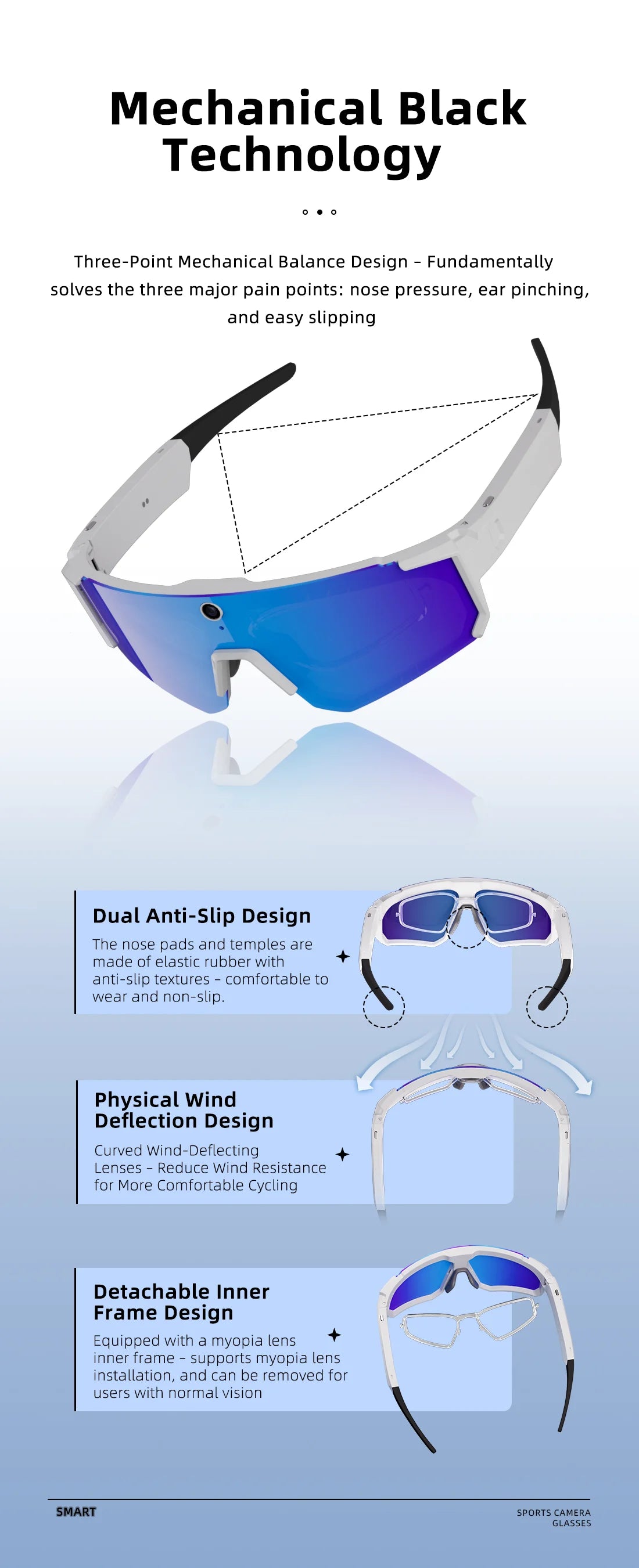 1200P Video Recording Smart Glasses AI Voice Control Translation Bluetooth Sunglasses Polarized Anti-Shake Outdoor Sport Eyewear