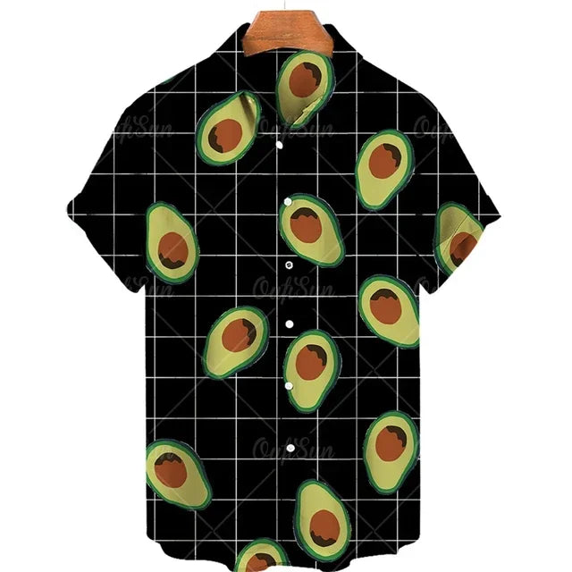 2024 Avocado Fruit Pattern Funny Clothing Casual Pullover Men's T-shirt Fashion Summer Short Sleeve Harajuku Shirt
