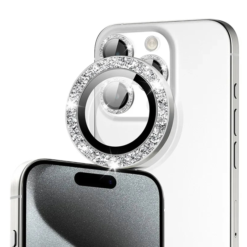 2-3Pcs Shinny Camera Lens Protector For IPhone 16 15 Pro Max 14 Plus 12 13 Mini Metal Ring Tempered Glass Back Lens Cap