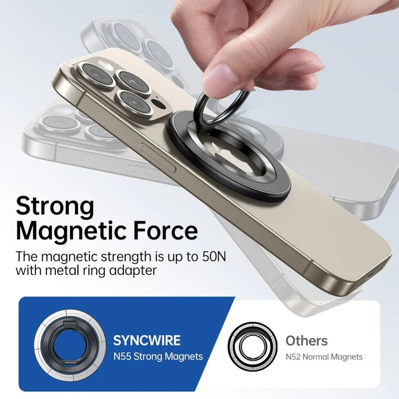 Magnetic Phone Holder Pivot Self Adhesive Ring 360 Degree Ultra Thin Rotation Premium Zinc Alloy Material Portable Desktop Gift