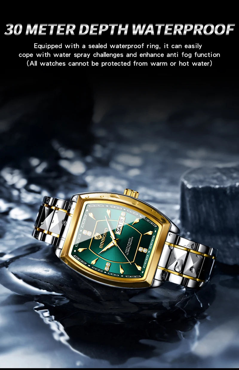 UTHAI Relogio Masculino Authentic Light Luxury Wine Barrel Steel Belt Waterproof Night Light Calendar Men's Student Quartz Watch