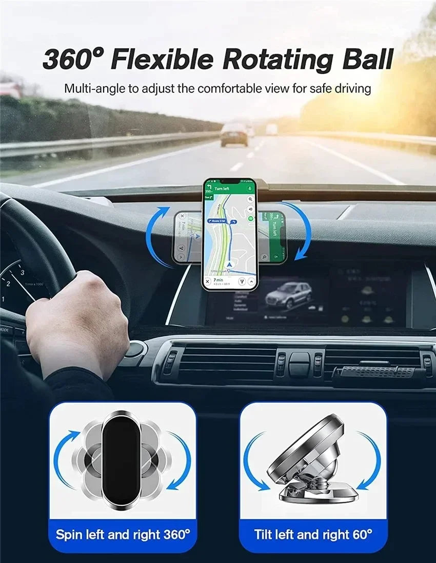 Magnetic Car Phone Holder 360 Rotatable Mini Strip Shape Stand For Huawei Metal Strong Magnet GPS Car Mount for Phone 14