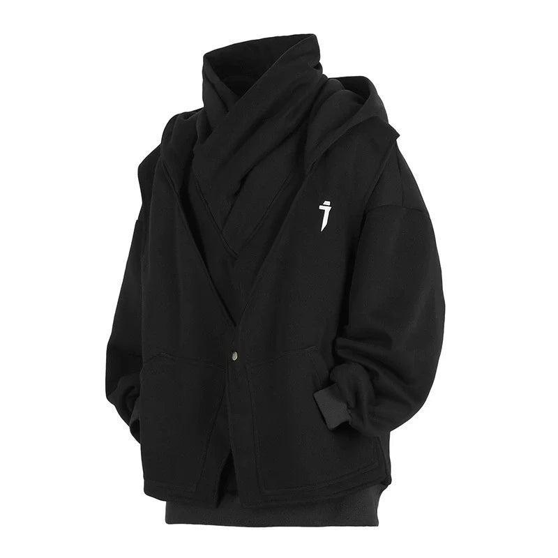 11 BYBB'S DARK 2025 Turtleneck Fake two Hoodie Techwear Men Functional Hoodies Hip Hop Streetwear Pullover Sweatshirts Oversized