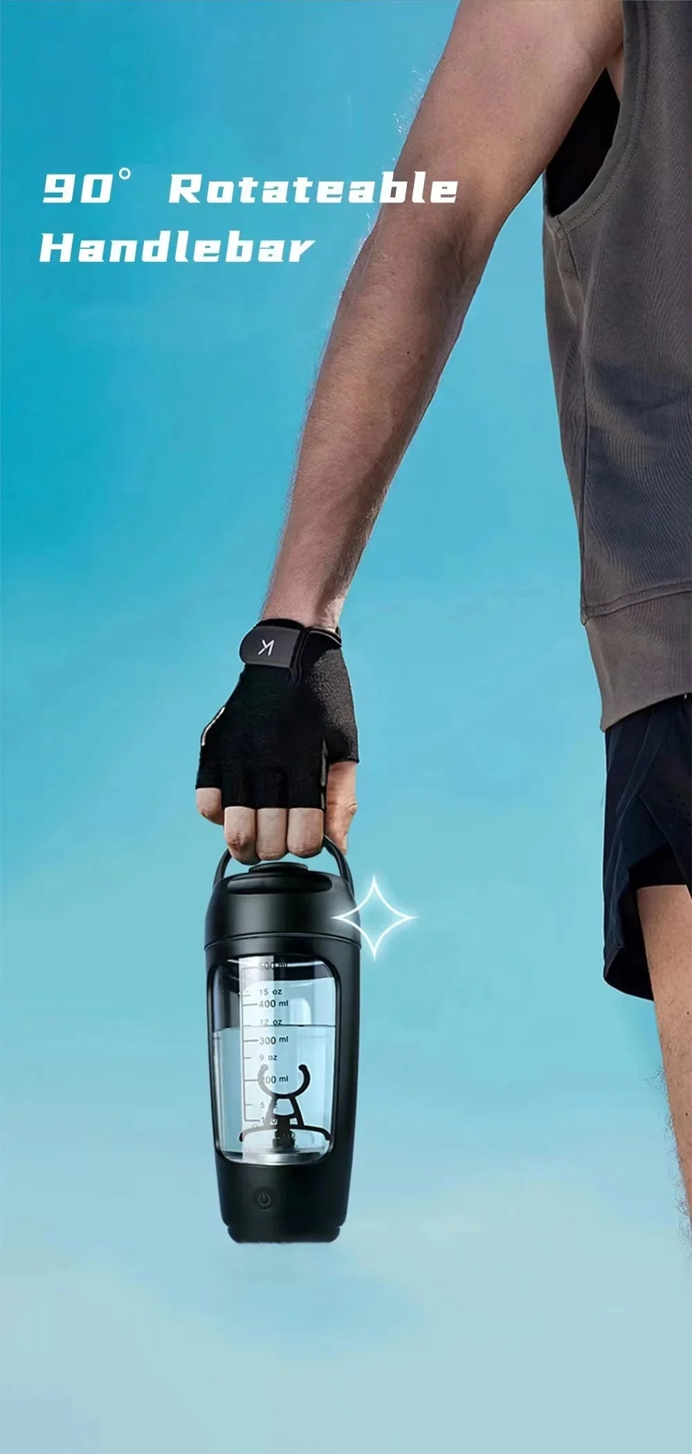 Electric Protein Shaker Bottle Portable 1200mAh Rechargeable Blender Cup Automatic Self Stirring Mug 650ml Mixing Cups for Fitne