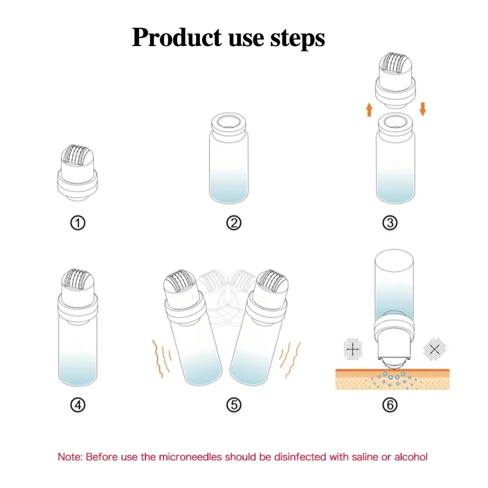 Hydra Roller 64  Beauty Skin Care Tool Titanium Microneedle Facial Skin Care   Bottle Roller Reusable