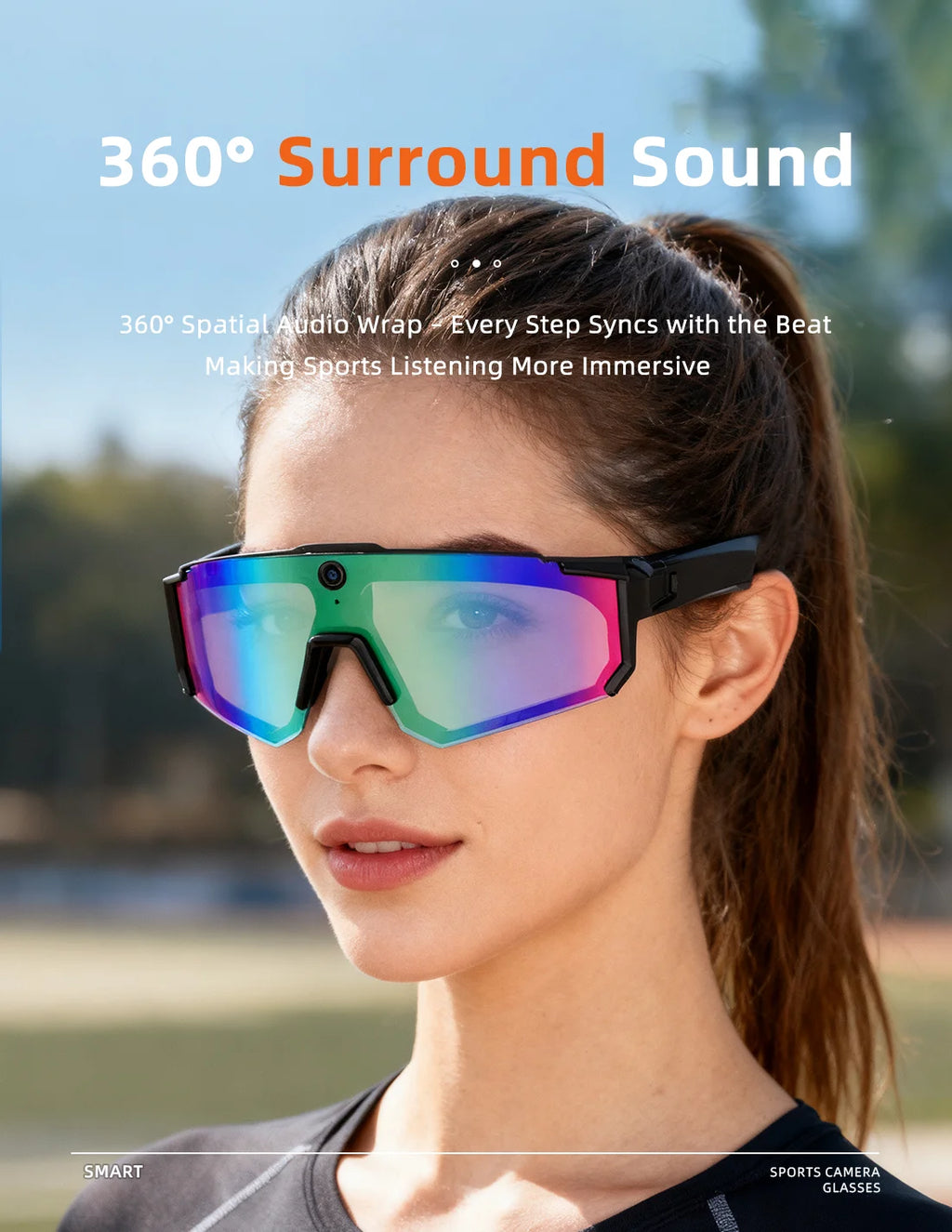 1200P Video Recording Smart Glasses AI Voice Control Translation Bluetooth Sunglasses Polarized Anti-Shake Outdoor Sport Eyewear