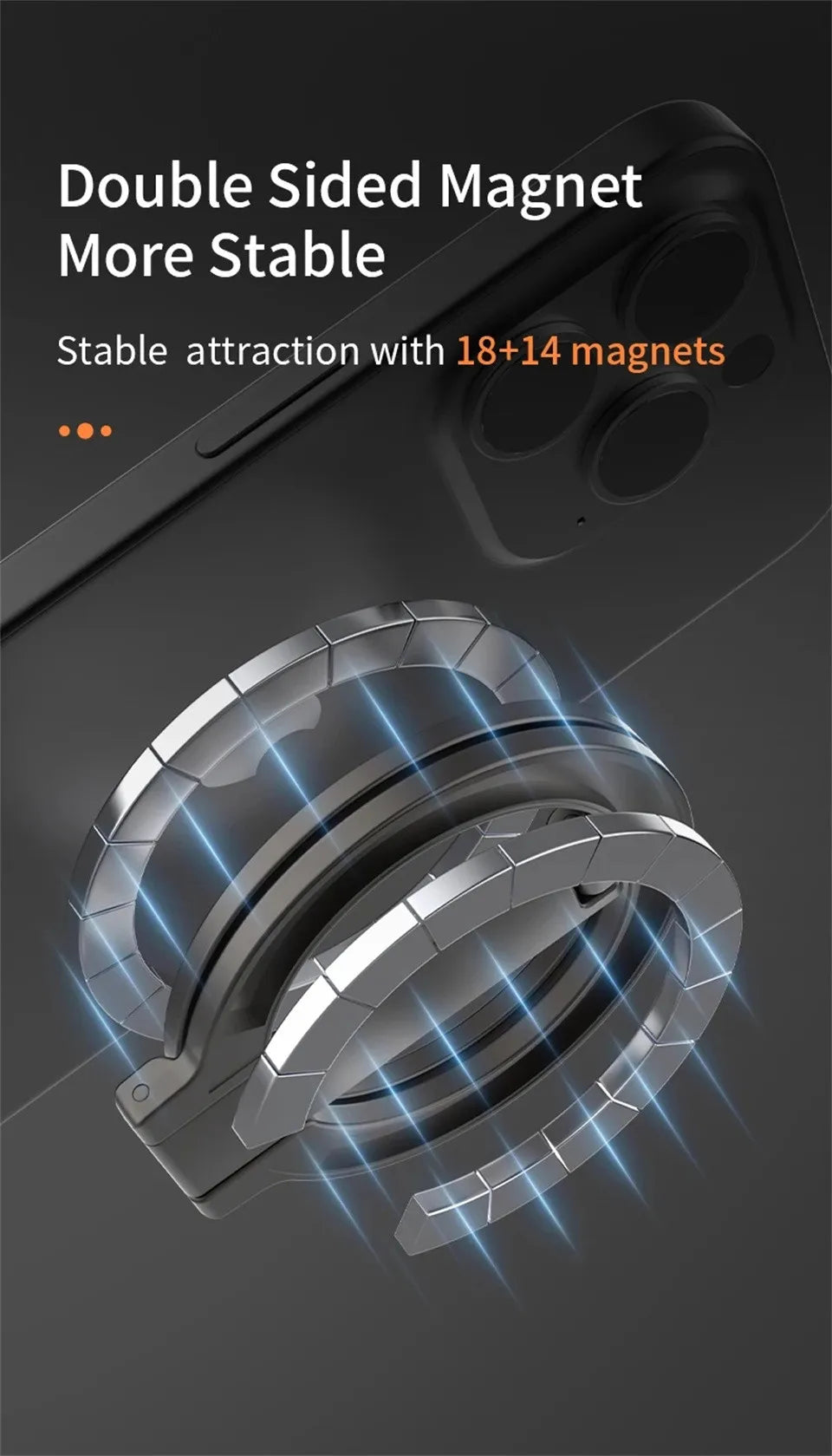 New Foldable Double Sided Magnetic Phone Holder for Magsafe Gym Treadmill Universal Folding Car Holder Magnetic Smartphone Stand