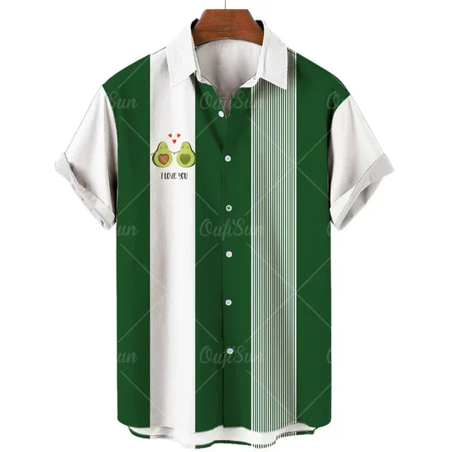 2024 Avocado Fruit Pattern Funny Clothing Casual Pullover Men's T-shirt Fashion Summer Short Sleeve Harajuku Shirt