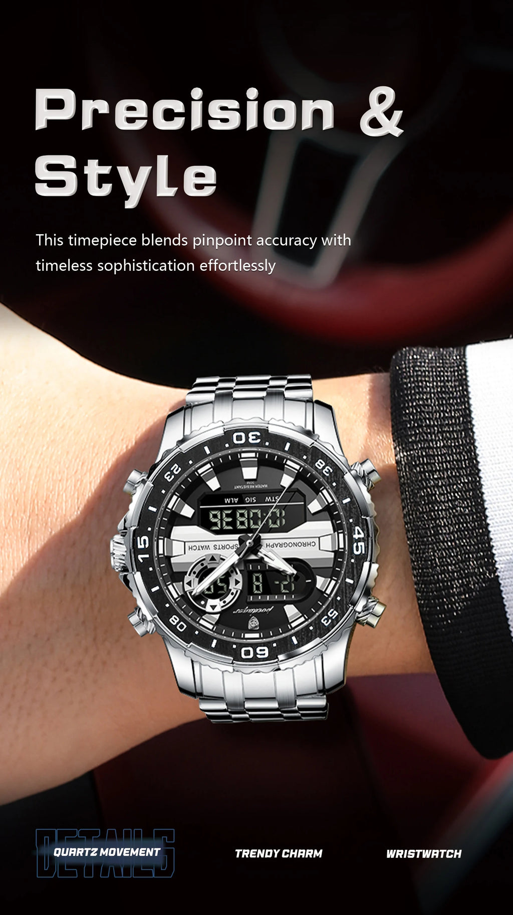 POEDAGAR Military Man Watch Week Date LED Luminous Sports Men Watch Dual Time Digital Electronic Men's Quartz Watches Reloj Gift