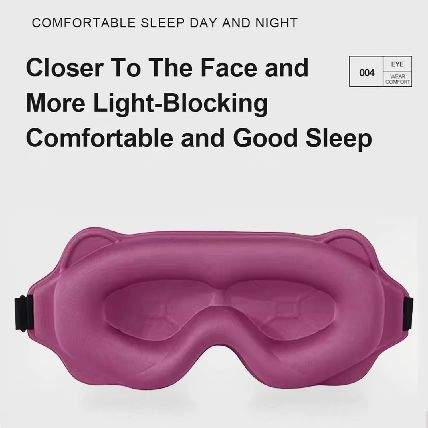 Sleep Eye Mask 3D Contoured Design Memory Foam Light Blocking Adjustable Strap for Travel Nap Airplane Soft Comfortable