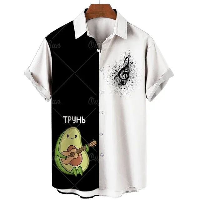 2024 Avocado Fruit Pattern Funny Clothing Casual Pullover Men's T-shirt Fashion Summer Short Sleeve Harajuku Shirt