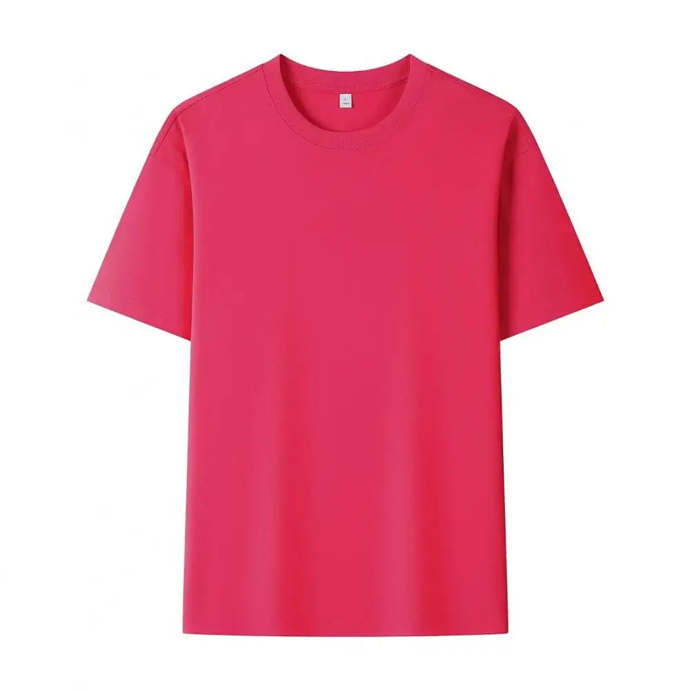 Summer 100% Pure Cotton Men's and Women's Casual Sports Loose Soft Short-sleeved O-neck Comfortable and Breathable T-shirt
