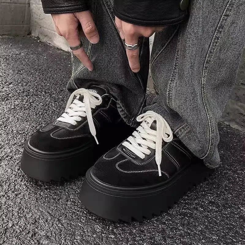 Men Thick-soled Casual Sports Shoes High-end Matte Big-headed Derby Shoes High Quality Platform British Casual Leather Men Shoes