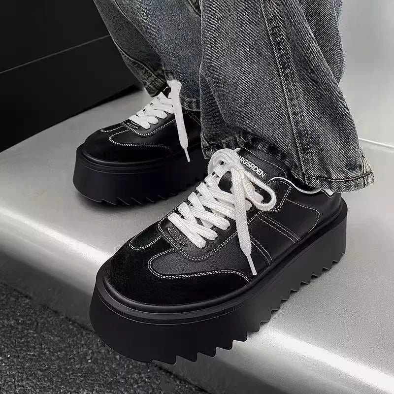 Men Thick-soled Casual Sports Shoes High-end Matte Big-headed Derby Shoes High Quality Platform British Casual Leather Men Shoes