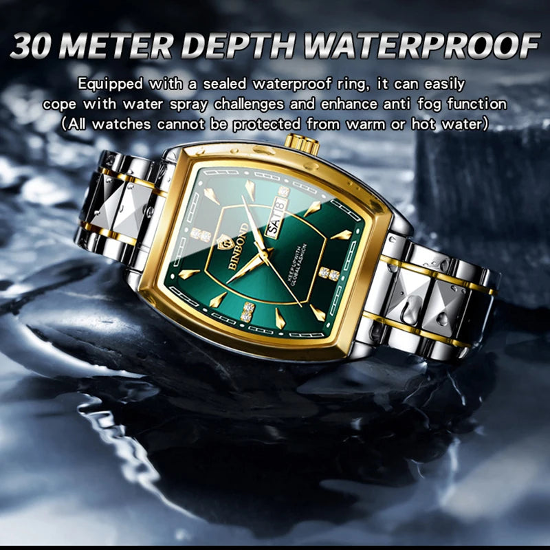 UTHAI Relogio Masculino Authentic Light Luxury Wine Barrel Steel Belt Waterproof Night Light Calendar Men's Student Quartz Watch