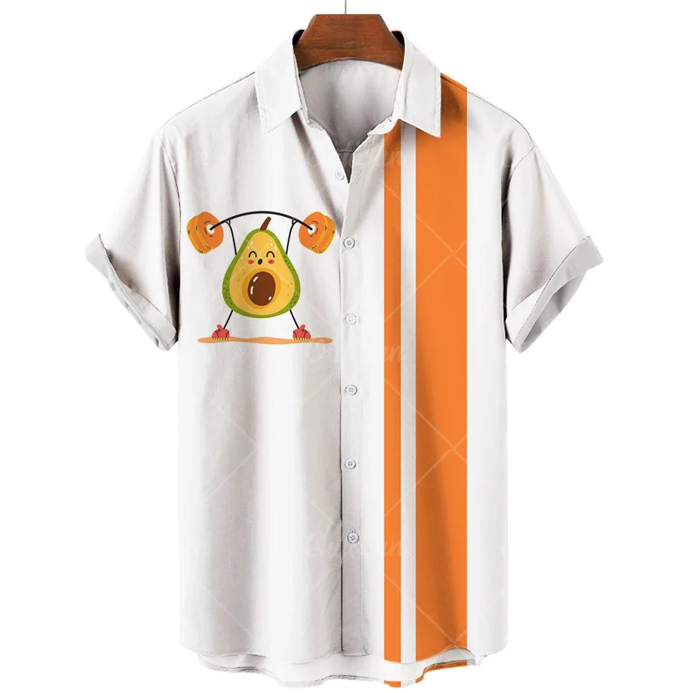 2024 Avocado Fruit Pattern Funny Clothing Casual Pullover Men's T-shirt Fashion Summer Short Sleeve Harajuku Shirt