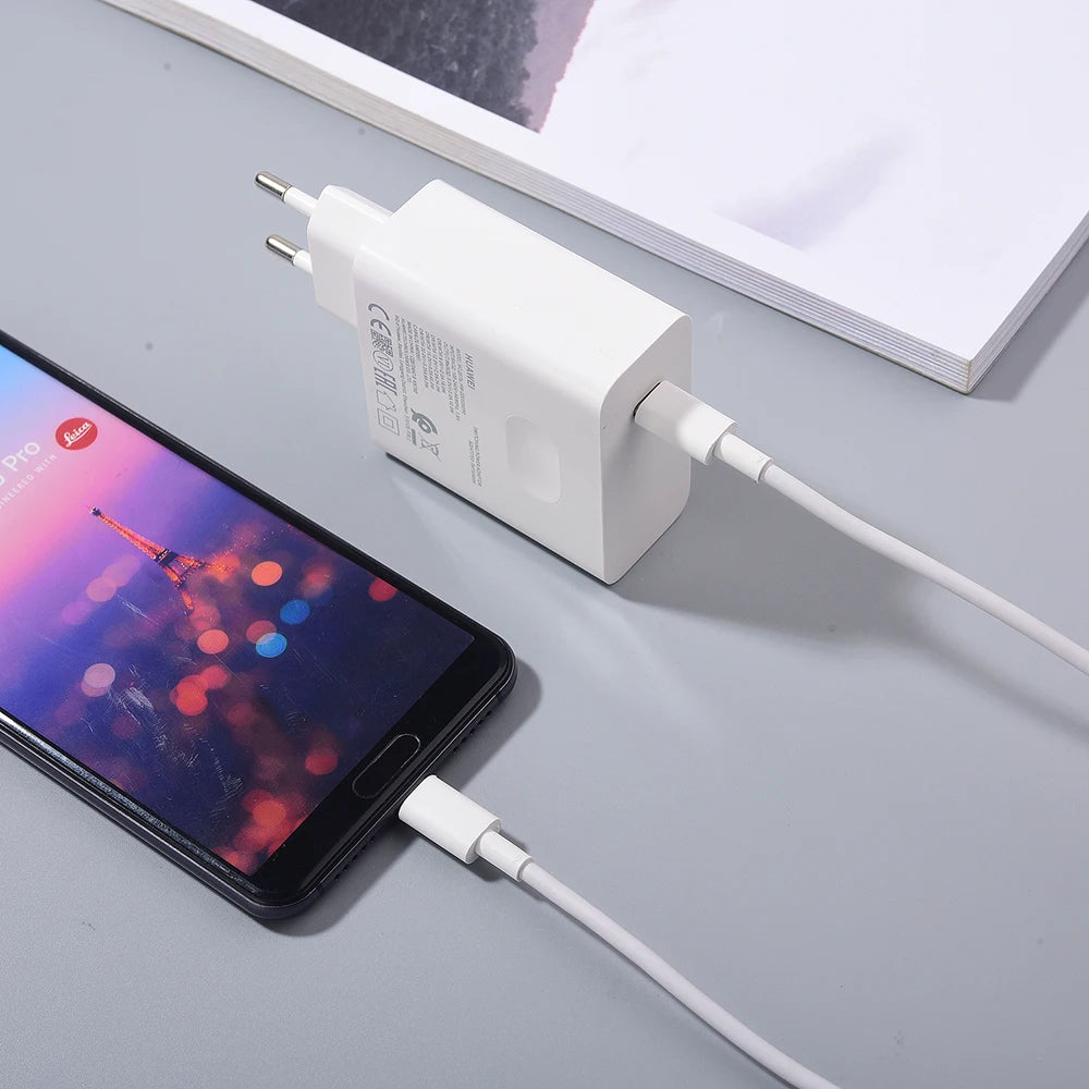 HUAWEI Matebook 15 14 13 X Pro 65W PD Charger Fast Charging EU/US Power Adapter For MagicBook D14 D15+1.8M Dual Type C Data Line