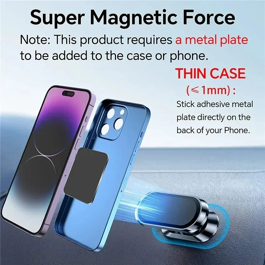 Magnetic Car Phone Holder 360 Rotatable Mini Strip Shape Stand For Huawei Metal Strong Magnet GPS Car Mount for Phone 14