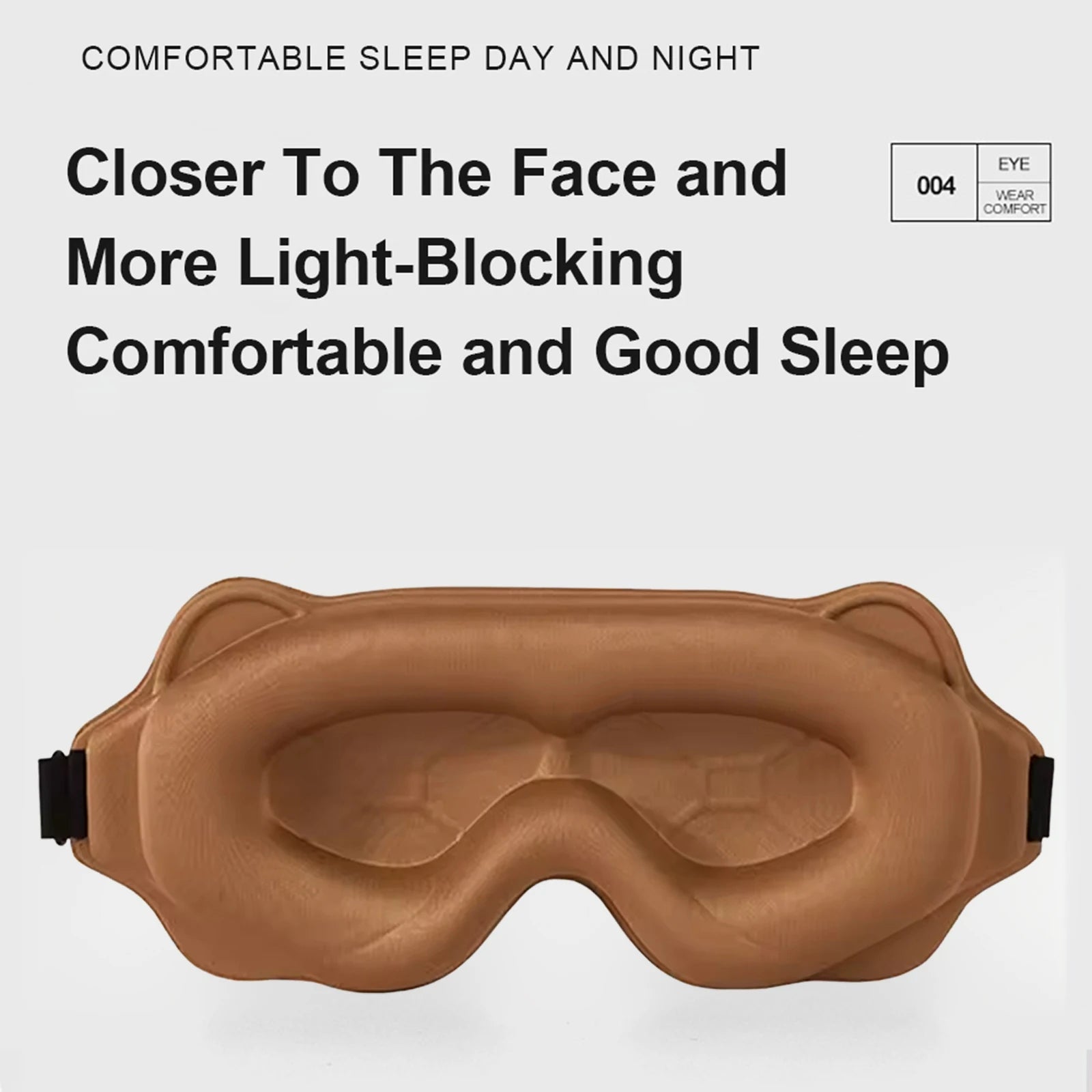 Sleep Eye Mask 3D Contoured Design Memory Foam Light Blocking Adjustable Strap for Travel Nap Airplane Soft Comfortable
