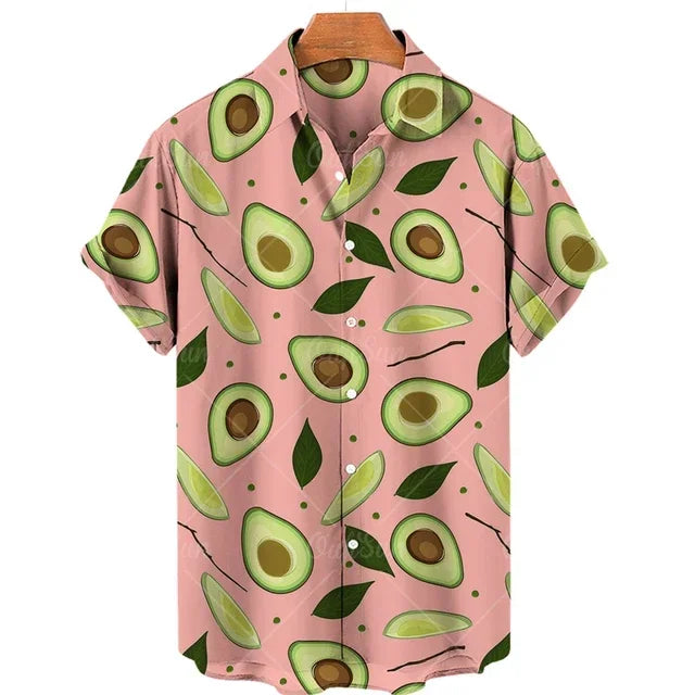 2024 Avocado Fruit Pattern Funny Clothing Casual Pullover Men's T-shirt Fashion Summer Short Sleeve Harajuku Shirt