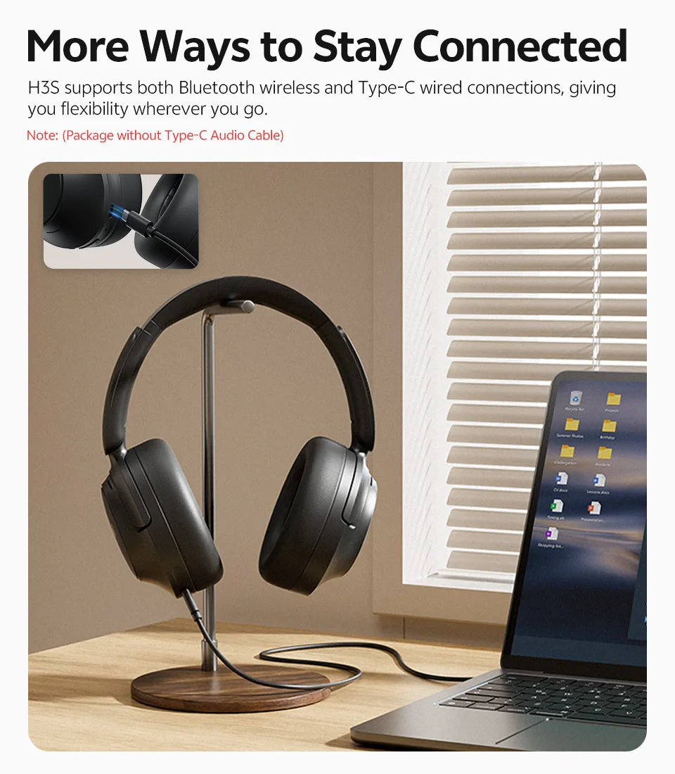 QCY H3S -56dB Adaptive ANC Over Ear Headphone Hi-Res LDAC Spatial Sound Wireless Earphone Bluetooth 6.0 Dual Driver 102H Headset