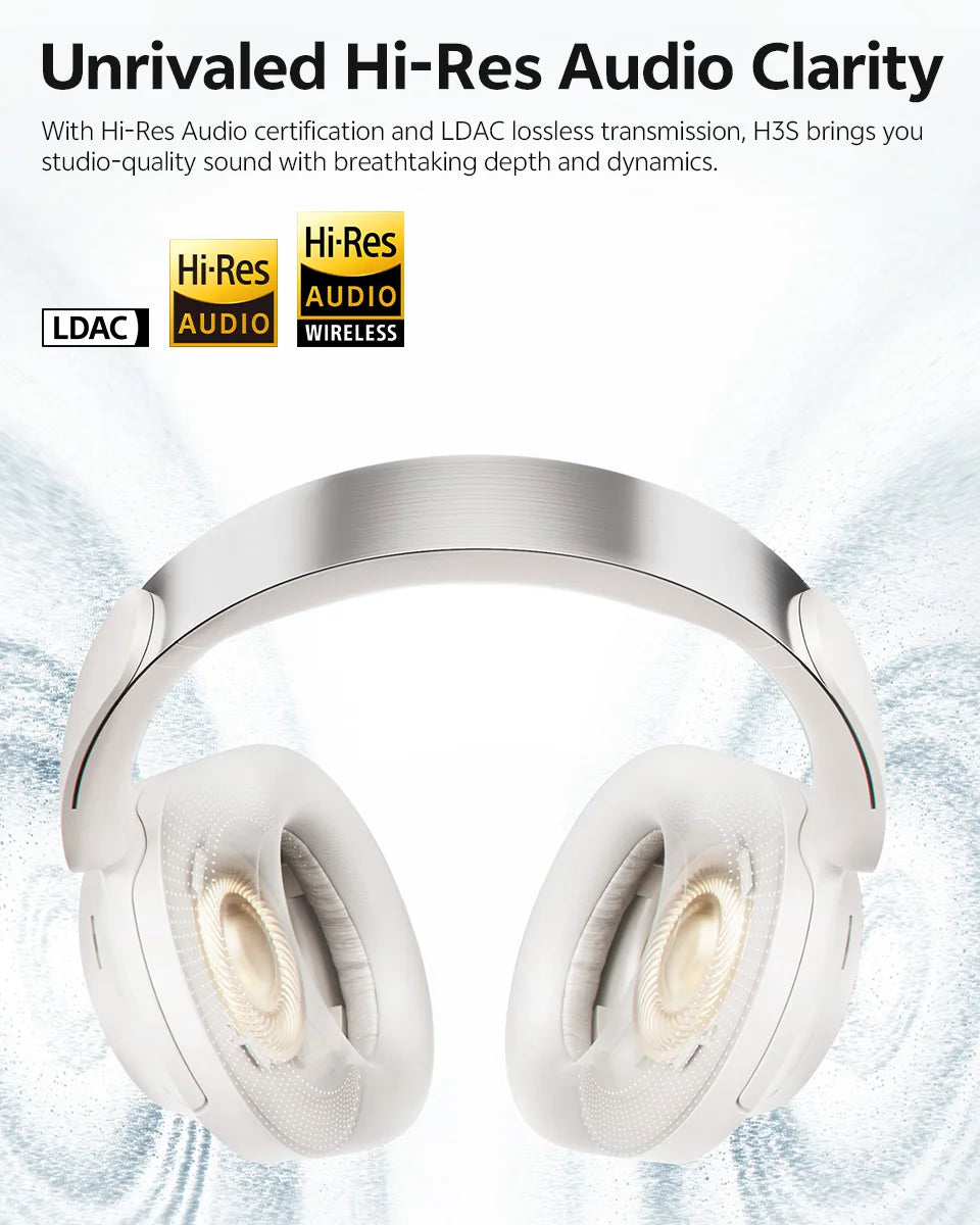 QCY H3S -56dB Adaptive ANC Over Ear Headphone Hi-Res LDAC Spatial Sound Wireless Earphone Bluetooth 6.0 Dual Driver 102H Headset