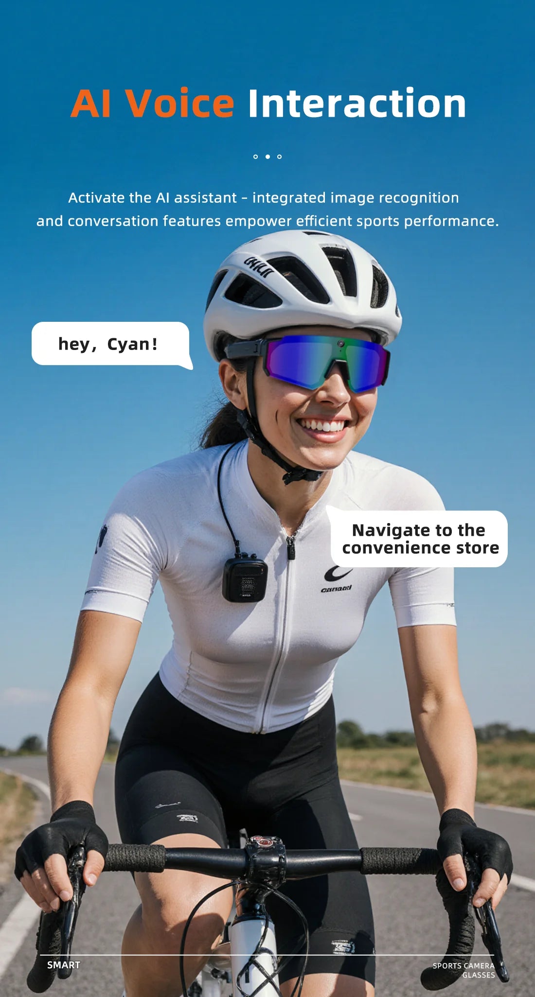 1200P Video Recording Smart Glasses AI Voice Control Translation Bluetooth Sunglasses Polarized Anti-Shake Outdoor Sport Eyewear