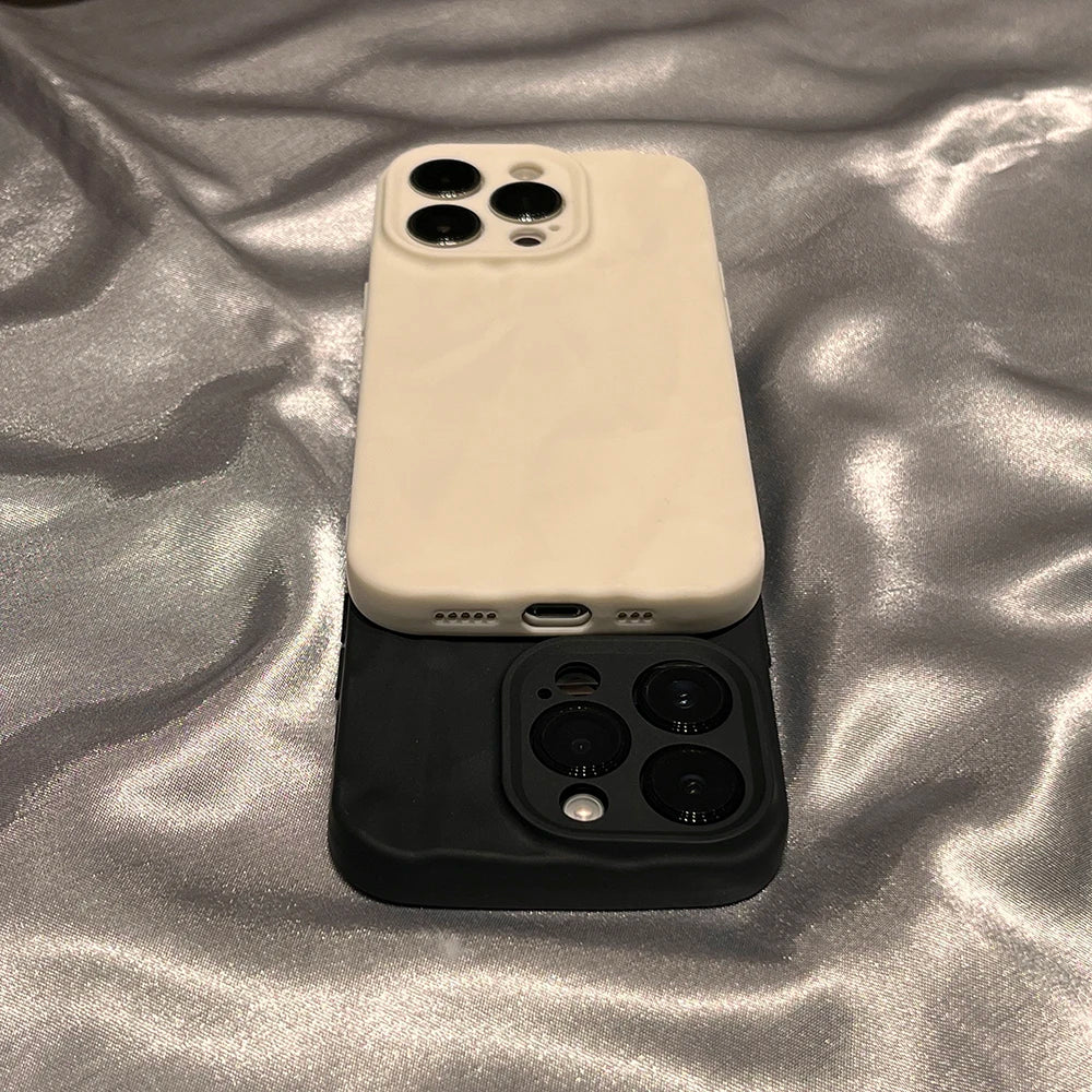Soft Fold Pattern Phone Case For iPhone 11 12 13 14 15 16 Pro Max X Xs XR Max Plus Candy Bumper Silicone Cover