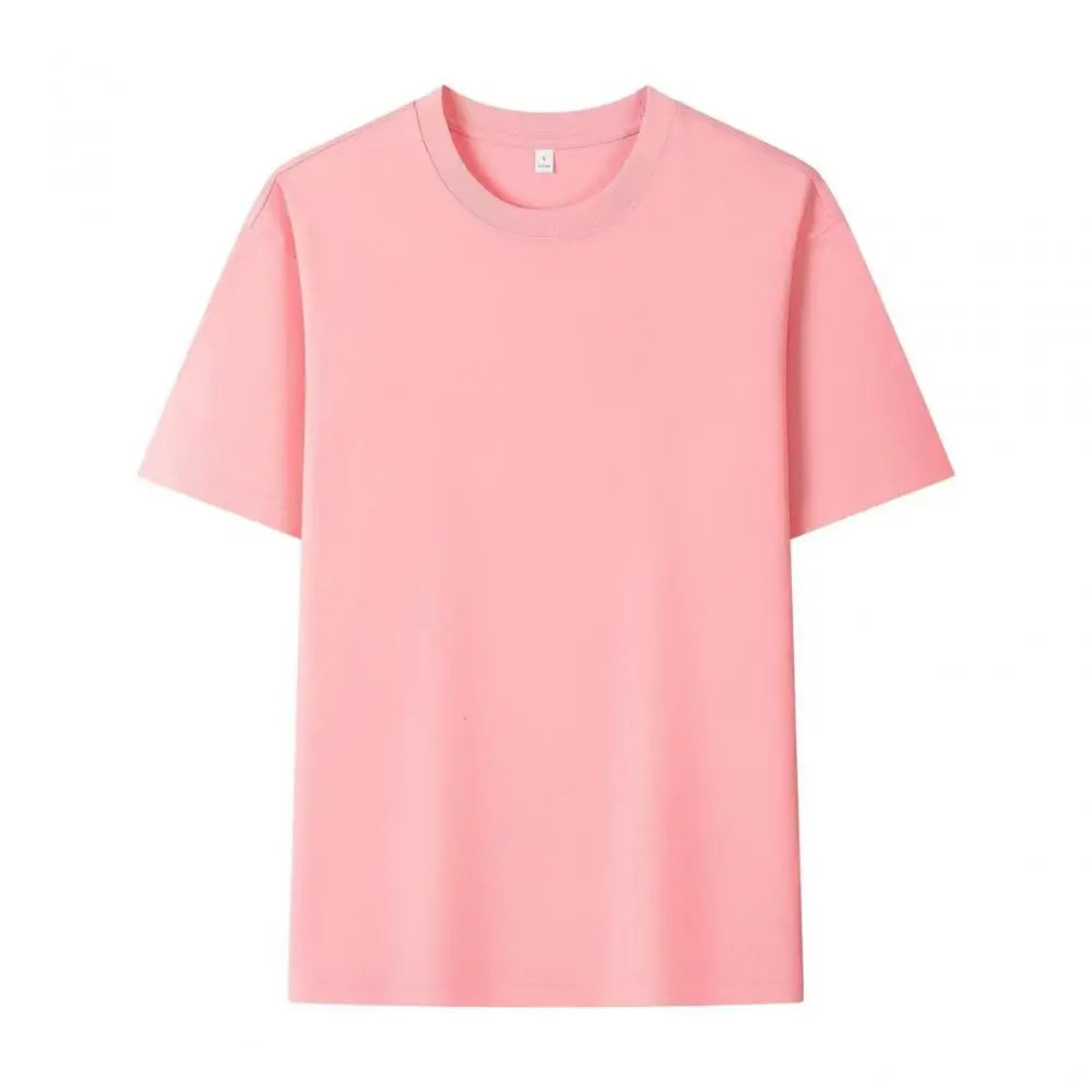 Summer 100% Pure Cotton Men's and Women's Casual Sports Loose Soft Short-sleeved O-neck Comfortable and Breathable T-shirt