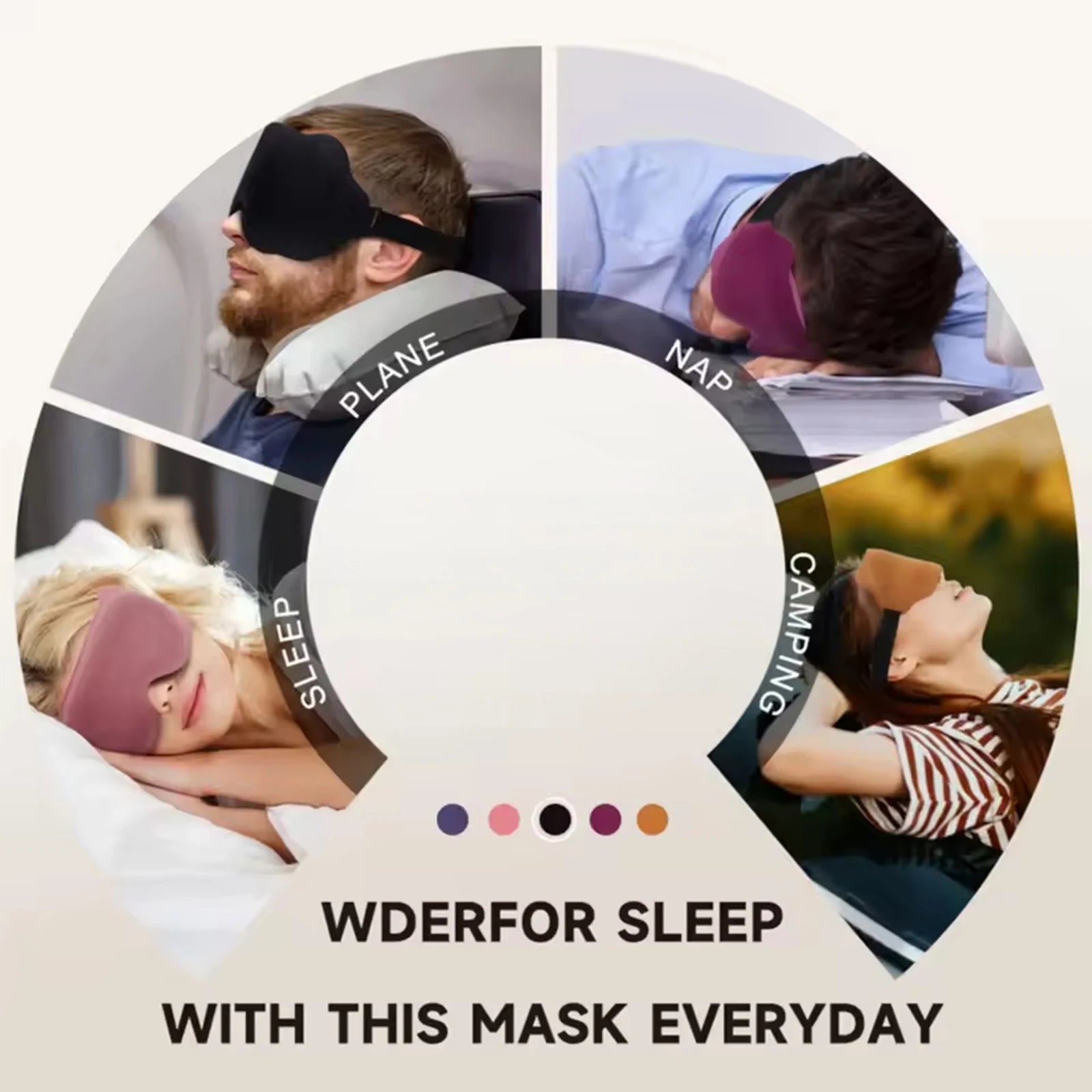 Sleep Eye Mask 3D Contoured Design Memory Foam Light Blocking Adjustable Strap for Travel Nap Airplane Soft Comfortable