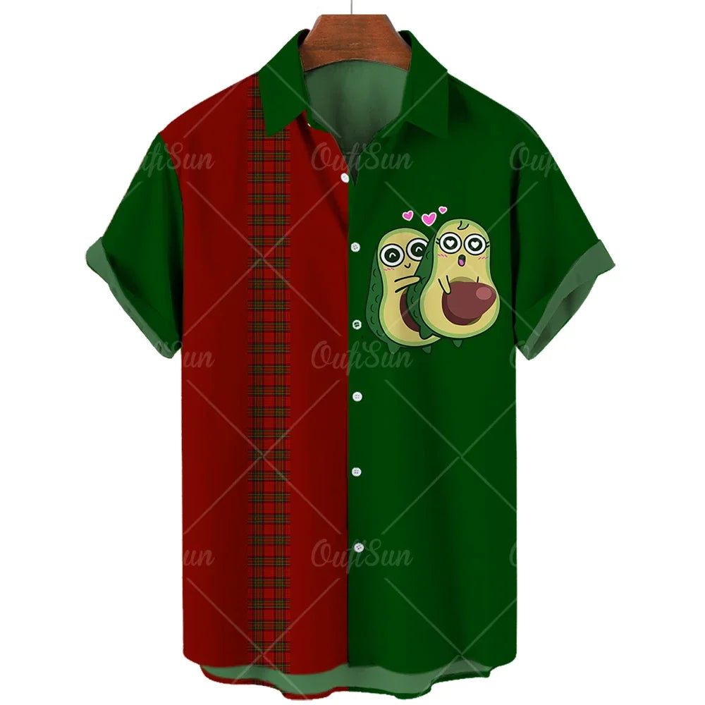 2024 Avocado Fruit Pattern Funny Clothing Casual Pullover Men's T-shirt Fashion Summer Short Sleeve Harajuku Shirt