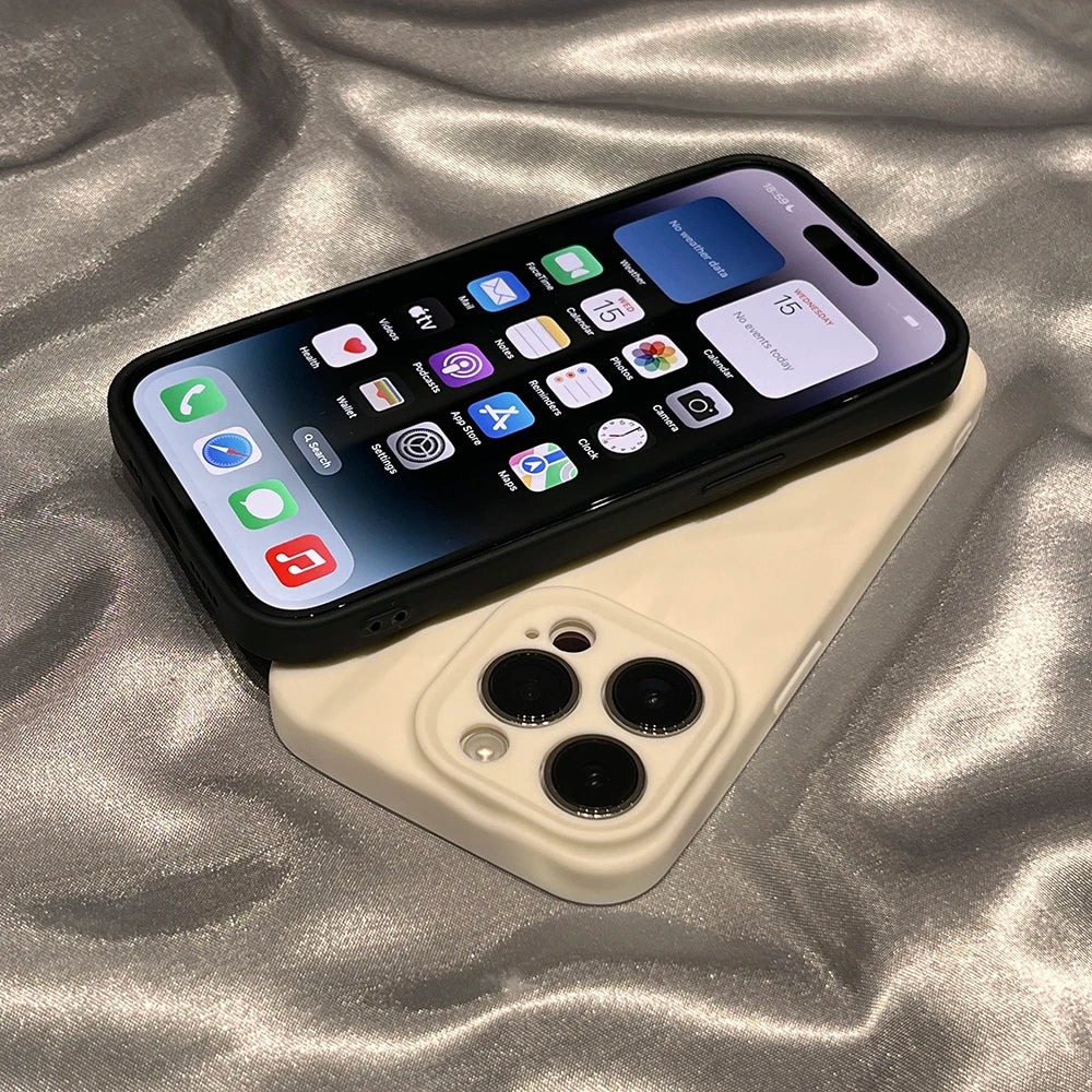 Soft Fold Pattern Phone Case For iPhone 11 12 13 14 15 16 Pro Max X Xs XR Max Plus Candy Bumper Silicone Cover
