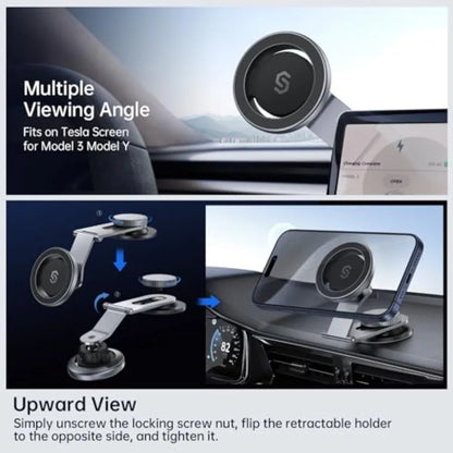MagSafe Car Mount for Dashboard, Foldable Aluminum Arm, Premium Magnetic Phone Holder for TeslaandCars, Strong Magnet, Aluminum