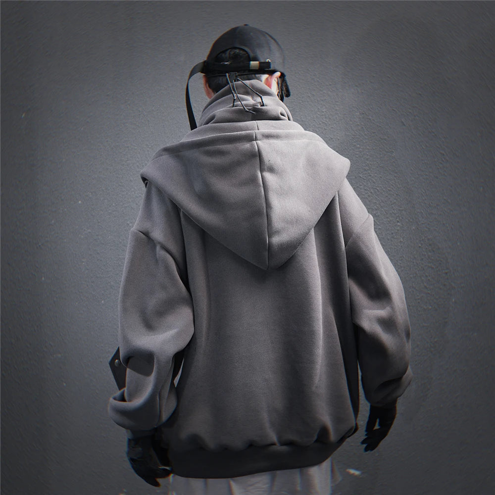11 BYBB'S DARK 2025 Turtleneck Fake two Hoodie Techwear Men Functional Hoodies Hip Hop Streetwear Pullover Sweatshirts Oversized