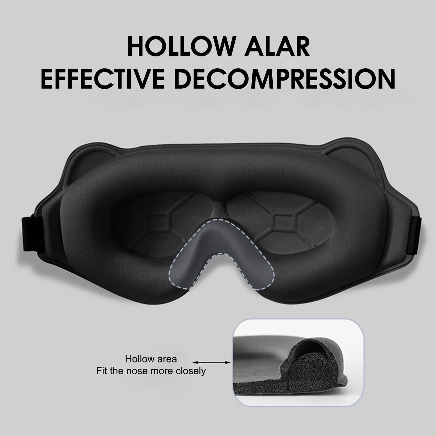 Sleep Eye Mask 3D Contoured Design Memory Foam Light Blocking Adjustable Strap for Travel Nap Airplane Soft Comfortable