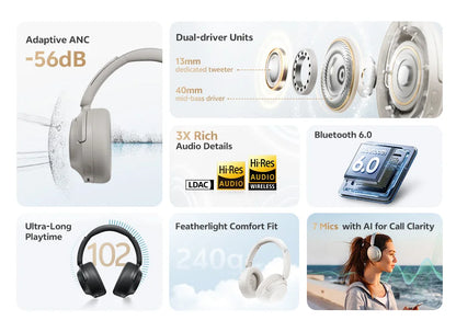  Adaptive ANC Over Ear Headphone 