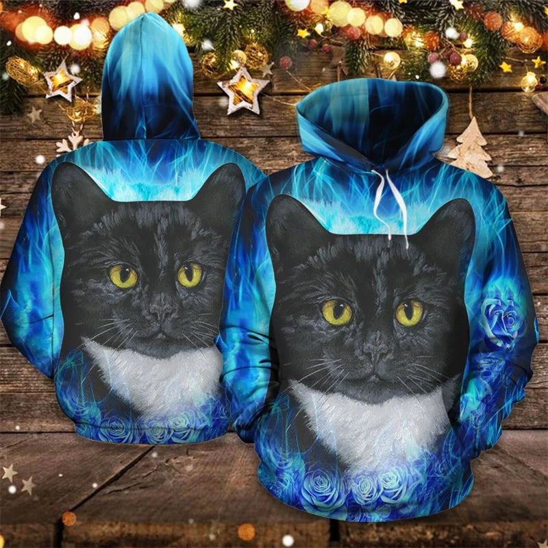 New Arrival Men Women Cute Cat Hoodies Autumn Hooded Sweatshirts 2024 Daily Casual Sports Fitness Long Sleeve Pullovers Clothing