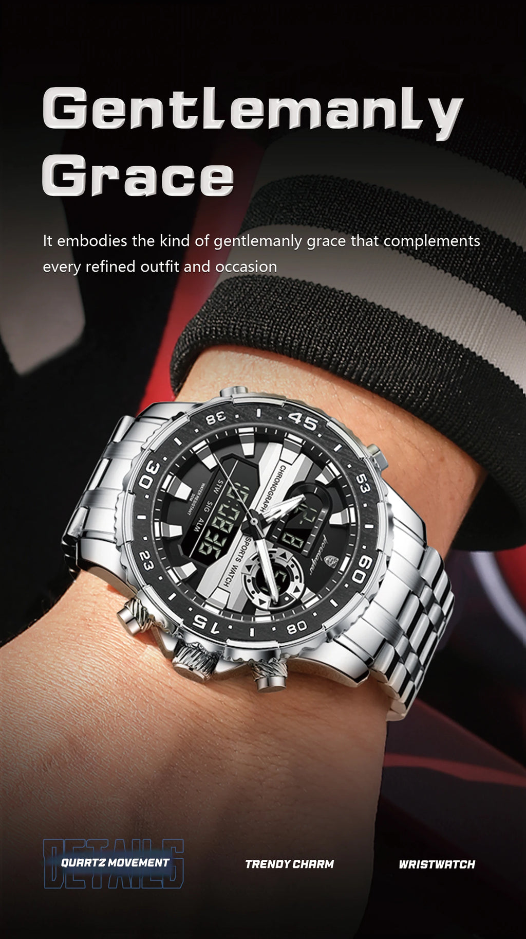 POEDAGAR Military Man Watch Week Date LED Luminous Sports Men Watch Dual Time Digital Electronic Men's Quartz Watches Reloj Gift