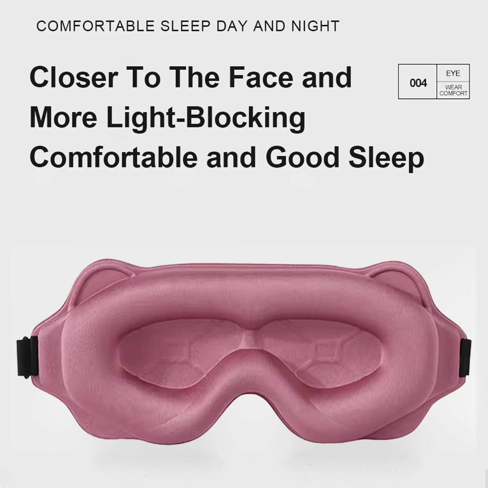 Sleep Eye Mask 3D Contoured Design Memory Foam Light Blocking Adjustable Strap for Travel Nap Airplane Soft Comfortable